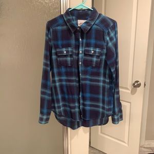 Flannel turquoise and blue and black